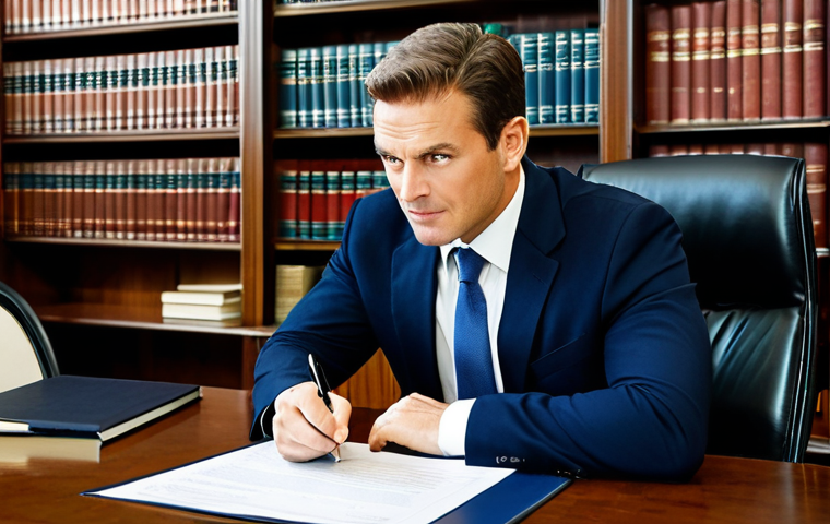 연극배우와 소속사 계약 - Contract Review**
"A professional actor, fully clothed in appropriate, modest attire, sitting at a ...