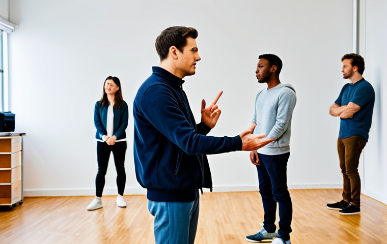 연극배우로서의 직업 안정성 - Networking Event**

A professional actor, fully clothed in business casual attire, engaging in a con...