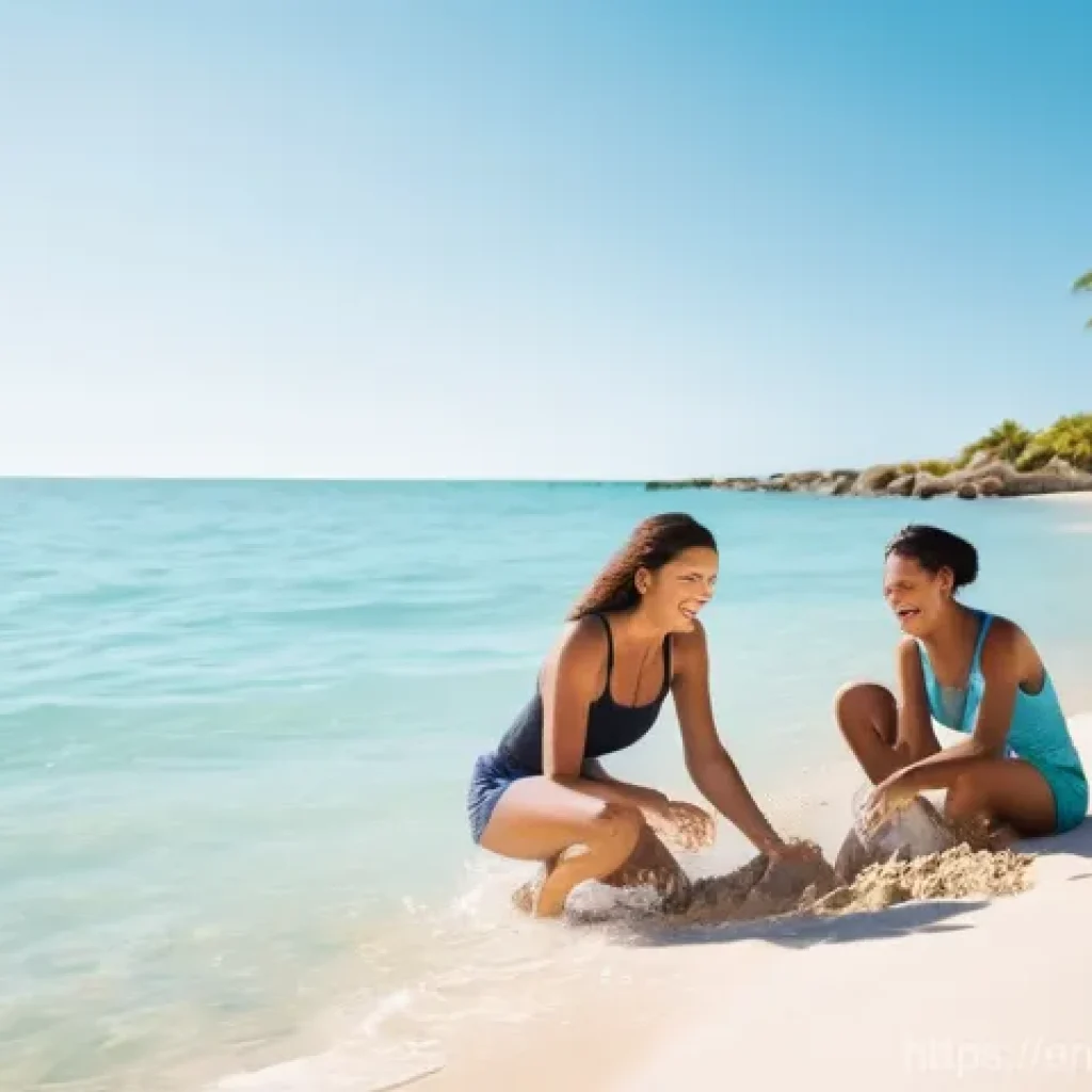 연극배우와 영화 연기 차이 - **Prompt 1:** A vibrant, sun-drenched beach scene featuring a diverse group of friends in their earl...
