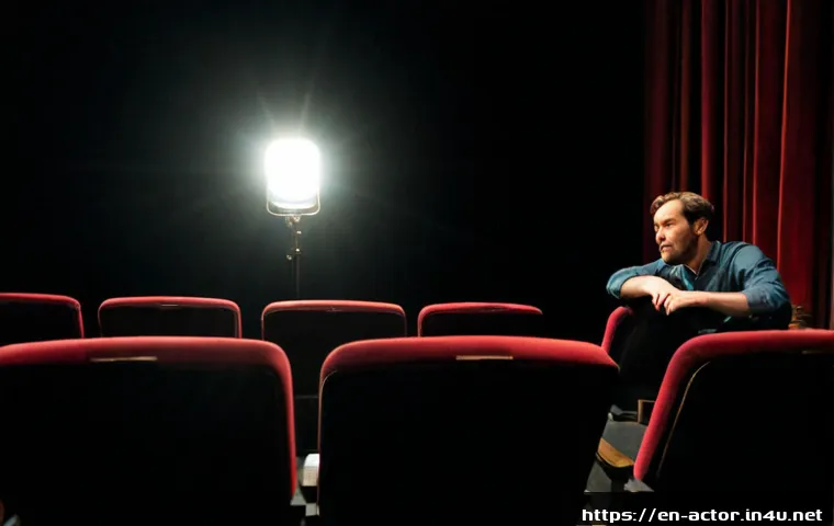 연극배우와 연극학 이론 - Photorealistic theater rehearsal in a historic American playhouse, a diverse adult stage actor in mo...